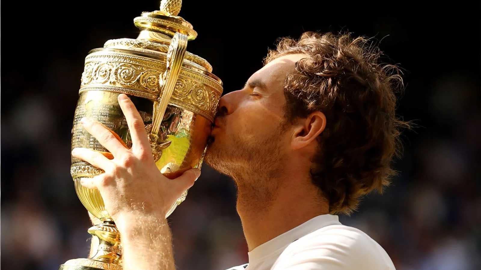 Science to slam. Image of Andy Murray kissing a trophy